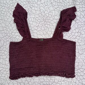 Wild Fable Burgundy Ruffle Cropped Tank Top